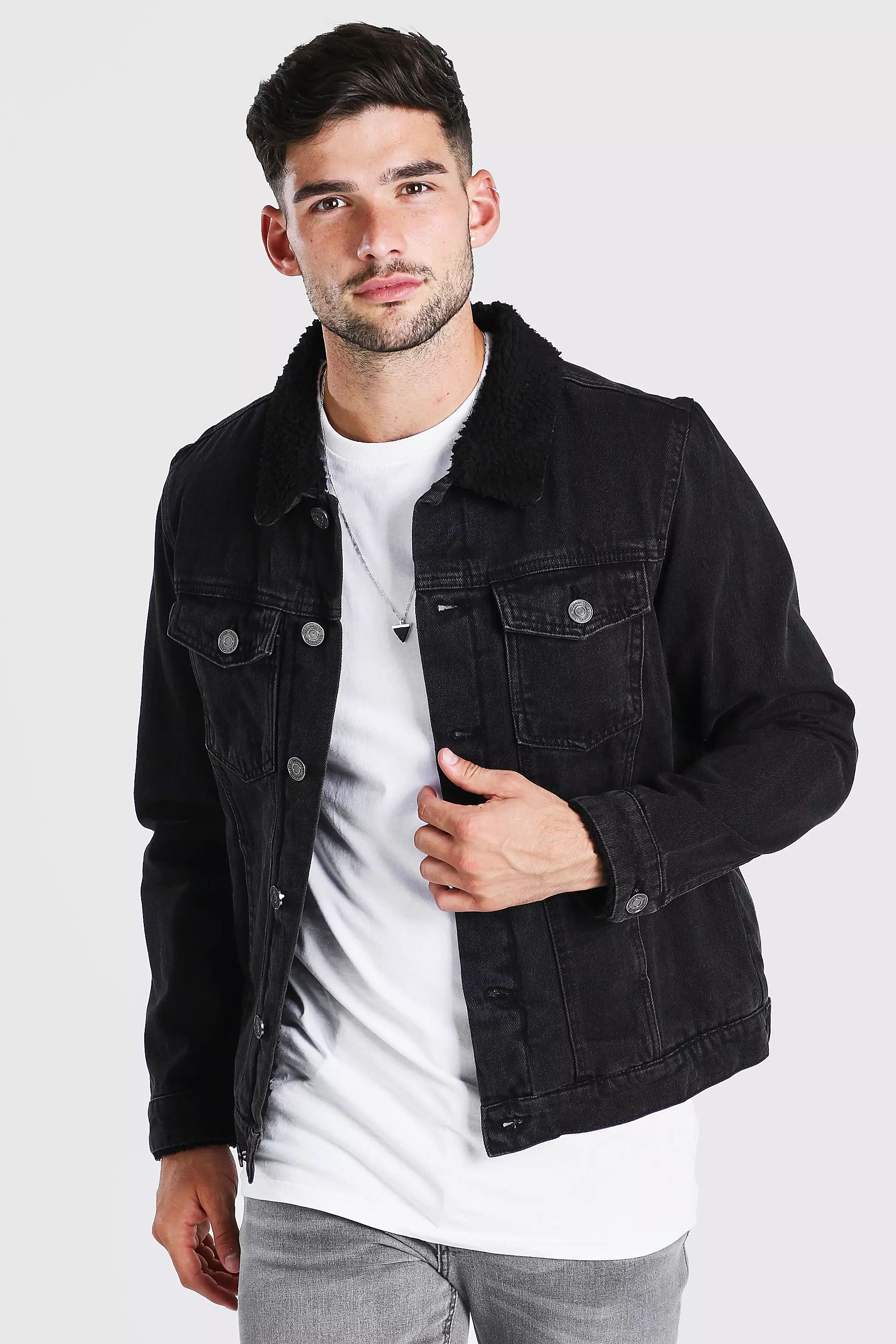 Fully Borg Lined Denim Jacket boohooMAN